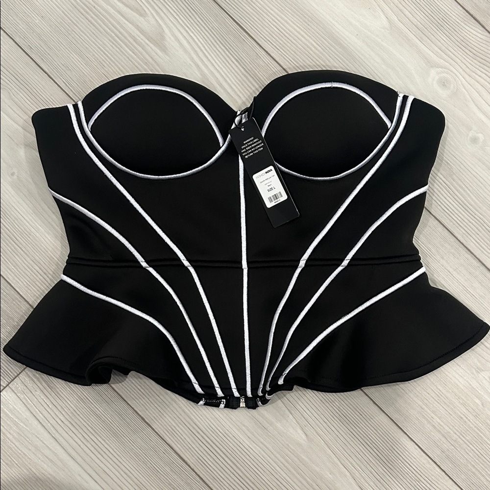 Fashion Nova Black and White Bustier Top